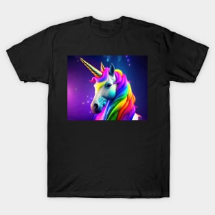 Colourful unicorn in vivid rainbow colours T-Shirt